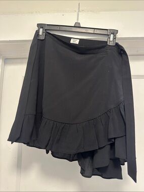 Sunday Best Black Asymmetrical Ruffle Wrap Skirt